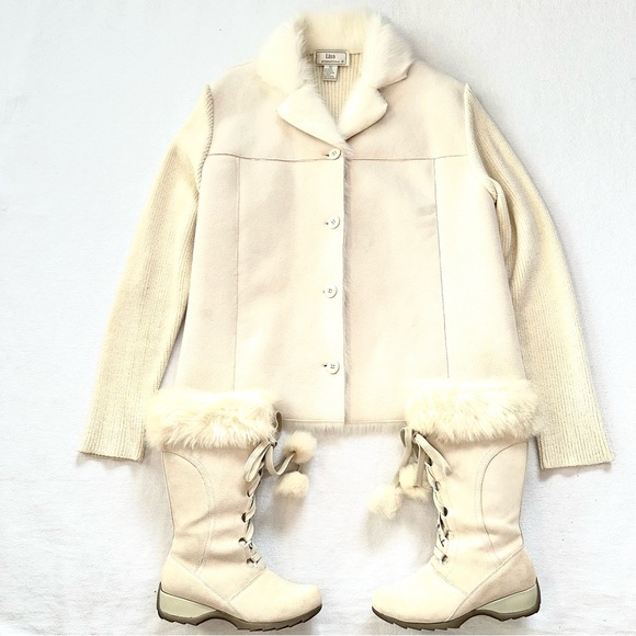 LISA INTERNATIONAL FAUX FUR CHENILLE CARDIGAN SWEATER JACKET WINTER WHITE. SzXL - Picture 11 of 11